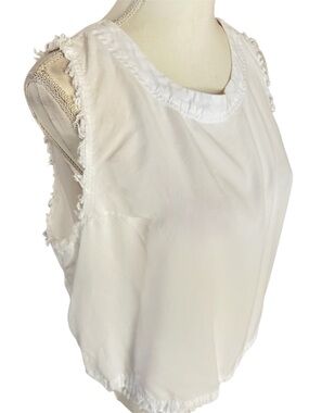 Thread & Supply Frayed Edge Sleeveless Top Button Down Back
